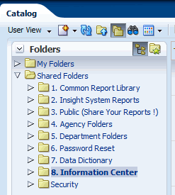 New Information Center Folder in the Shared Folders Menu