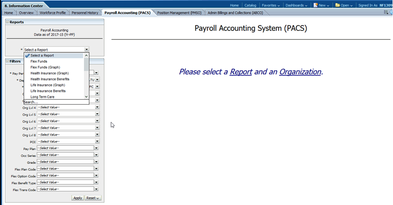 Informational Tab Payroll Accounting System (PACS) Reports